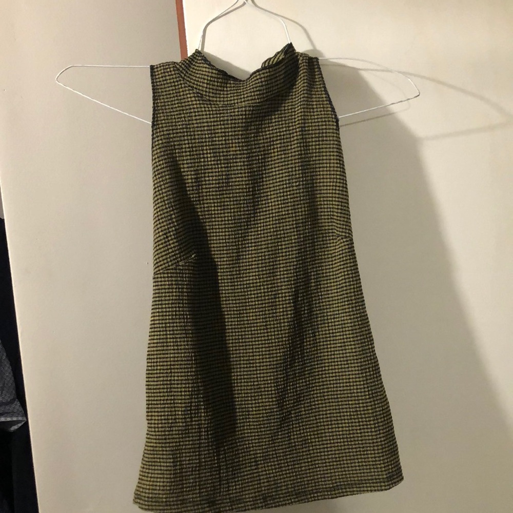 Zara mock neck, gold and black tank top